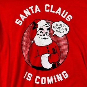 Retro Tipsy Elves 🎅🏼 SANTA CLAUS mens t-shirt soft graphic Large Christmas